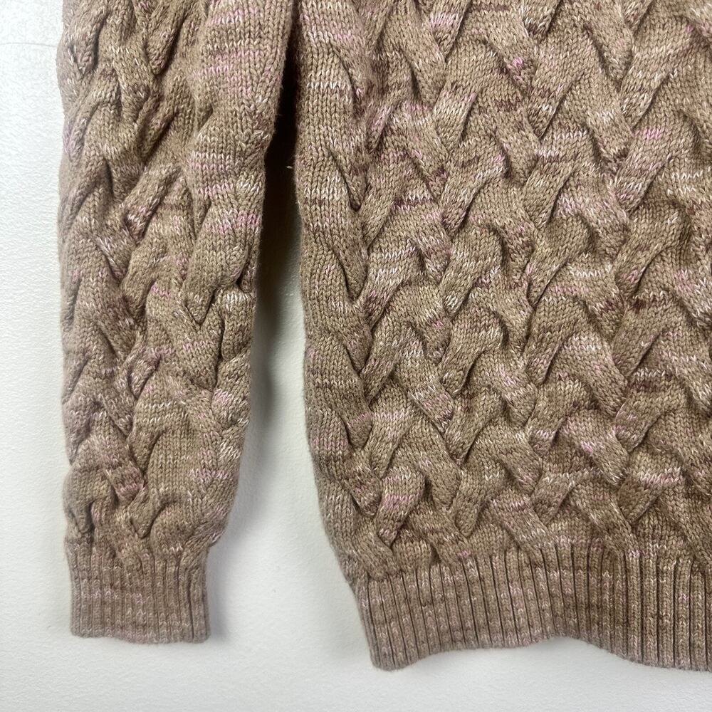 Lands' End Drifter Cable Knit Women's Crew Neck Sweater Brown - Picture 5 of 8